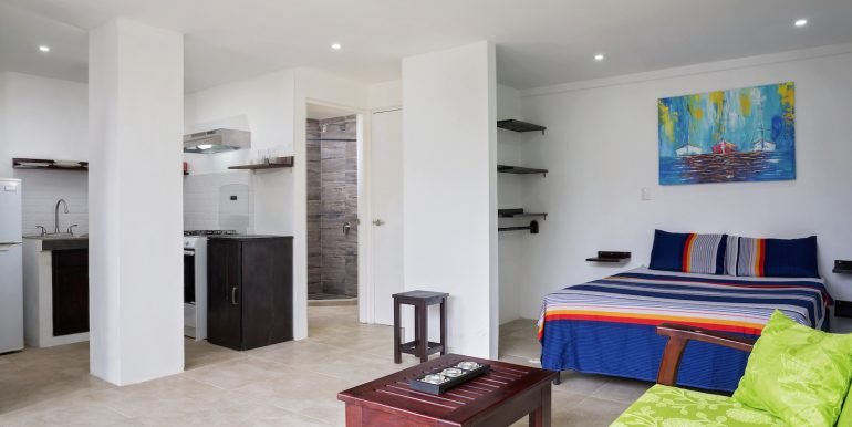 Multiunit Apartment Building in Town - San Juan del Sur - Invest Nicaragua - Studio_Apartment_Living_Area_Bedroom_Kihcen_Bath_wide_CC