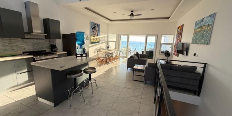 9 Triplex 1 stairs kitch island look W art